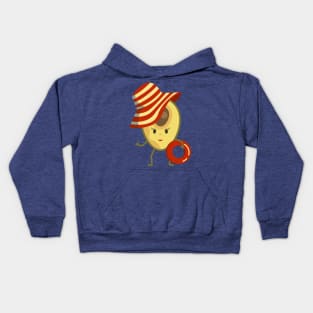 Avocado beach girl with sun hat and swim ring Kids Hoodie